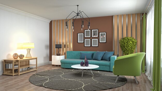 Illustration of the living room interior