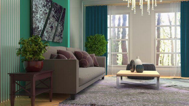 Illustration of the living room interior