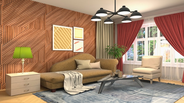 Illustration of the living room interior