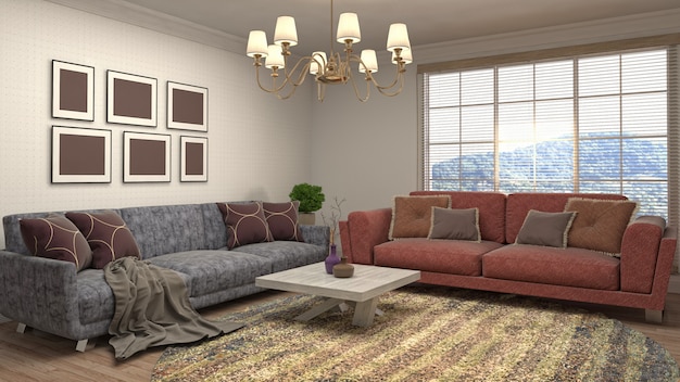 Illustration of the living room interior