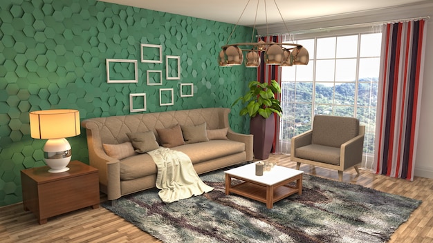 Illustration of the living room interior