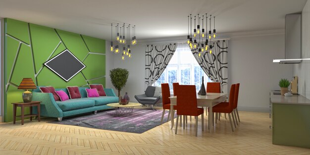 Illustration of the living room interior