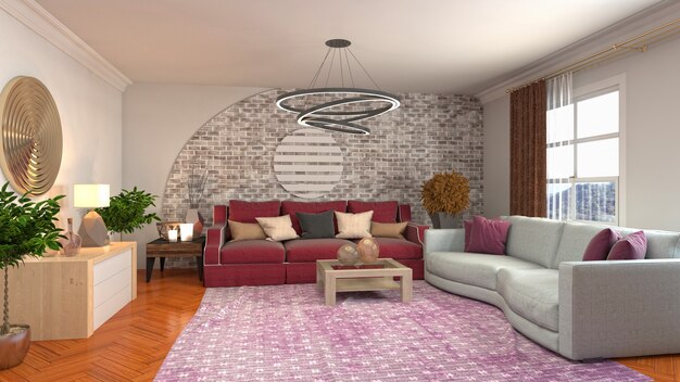 Illustration of the living room interior