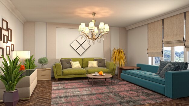 Illustration of the living room interior