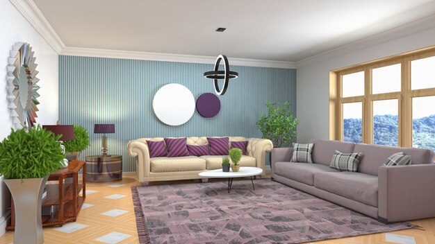 Illustration of the living room interior