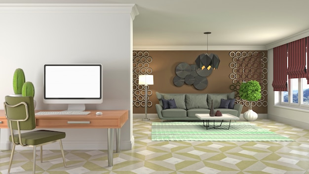 Illustration of the living room interior