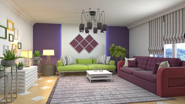 Illustration of the living room interior