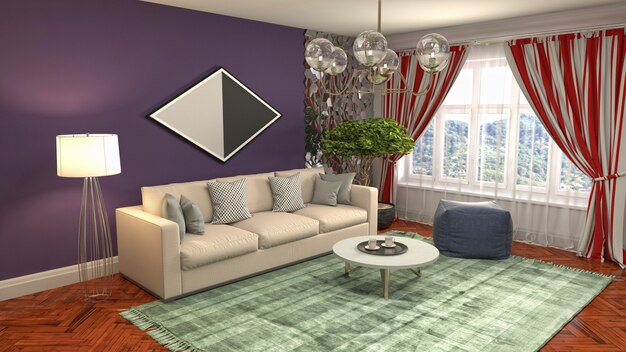 Illustration of the living room interior