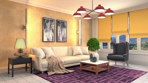 Illustration of the living room interior