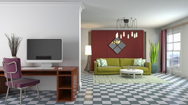 Illustration of the living room interior