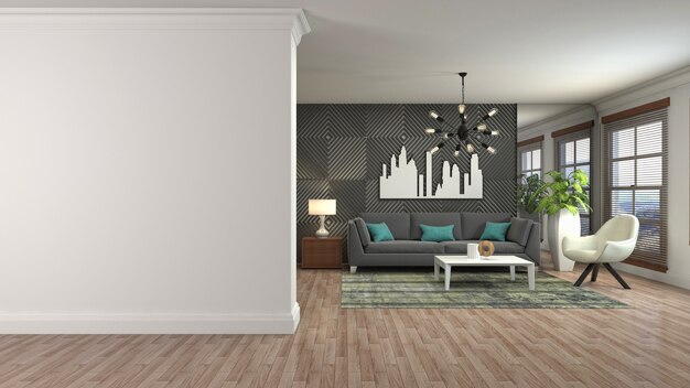 Illustration of the living room interior