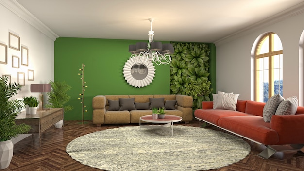 Illustration of the living room interior