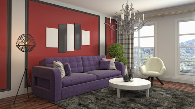 Illustration of the living room interior