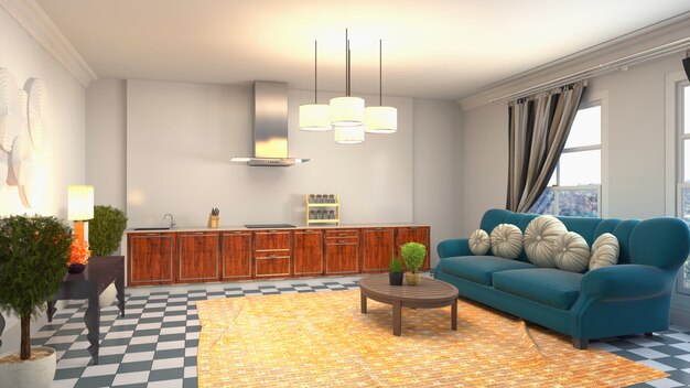 Illustration of the living room interior