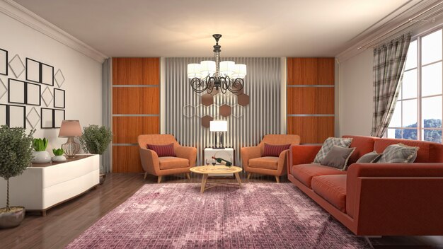 Illustration of the living room interior