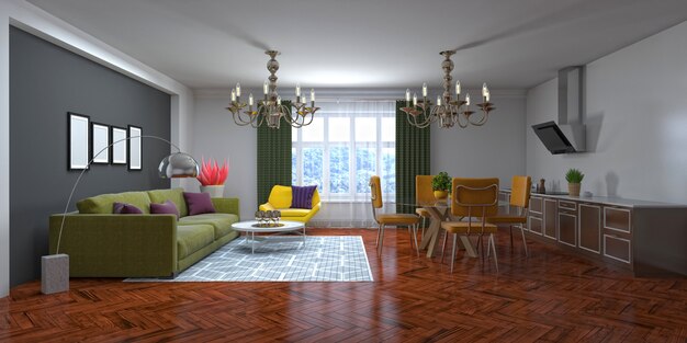 Illustration of the living room interior