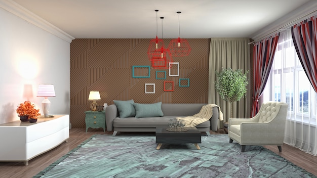 Illustration of the living room interior