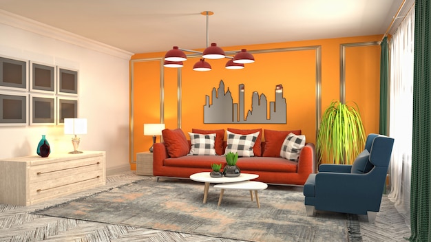 Illustration of the living room interior