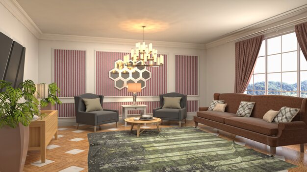 Illustration of the living room interior