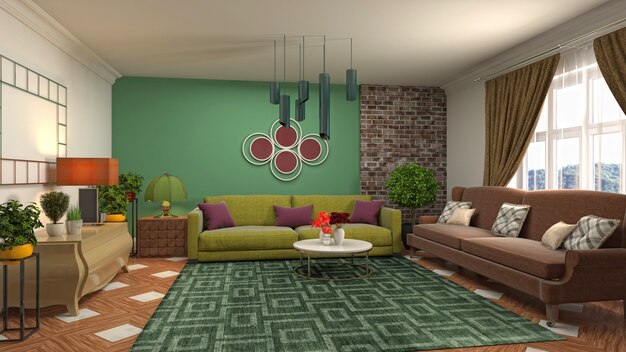 Illustration of the living room interior