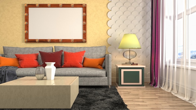 Illustration of the living room interior