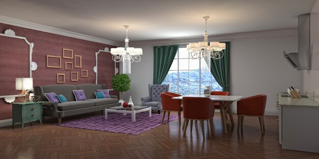 Illustration of the living room interior