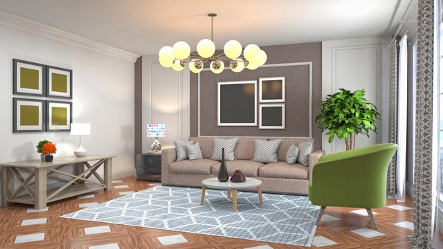 Illustration of the living room interior