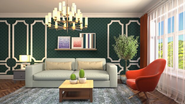 Illustration of the living room interior