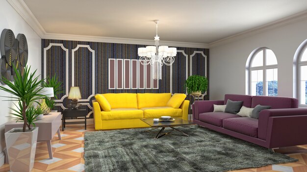 Illustration of the living room interior