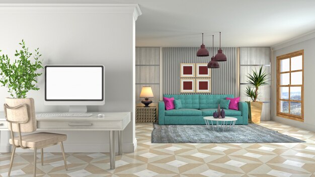 Illustration of the living room interior