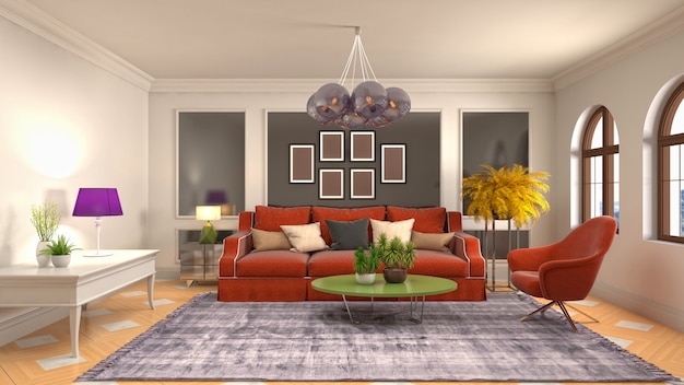 Illustration of the living room interior