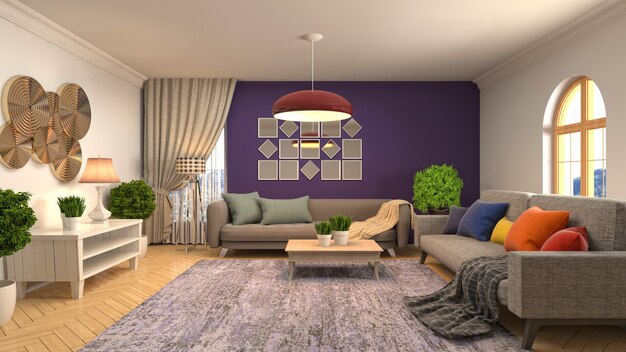 Illustration of the living room interior