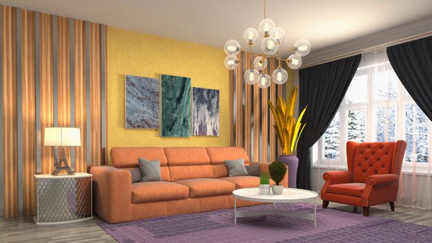 Illustration of the living room interior