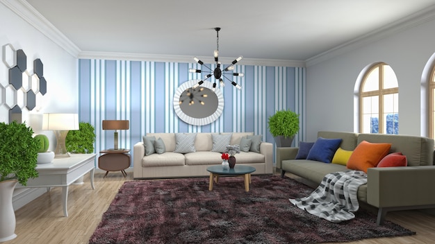 Illustration of the living room interior