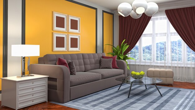 Illustration of the living room interior