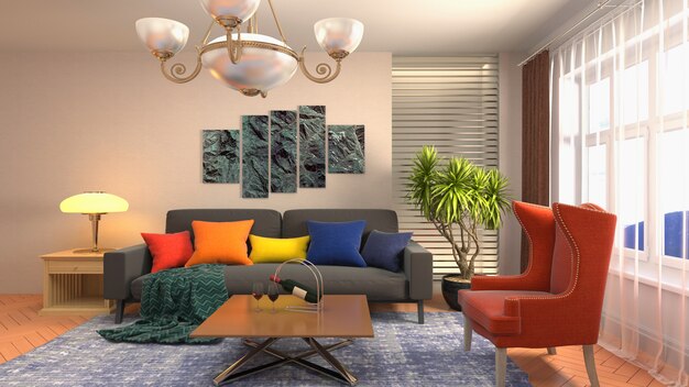 Illustration of the living room interior