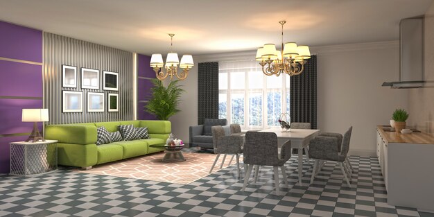 Illustration of the living room interior