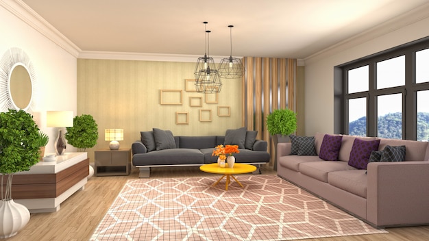 Illustration of the living room interior