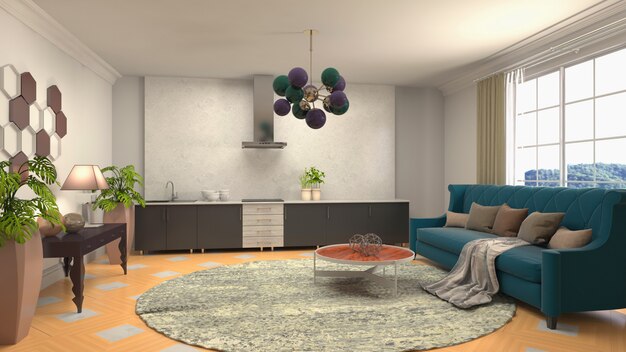 Illustration of the living room interior