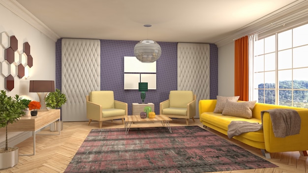 Illustration of the living room interior