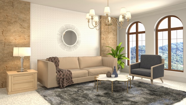 Illustration of the living room interior