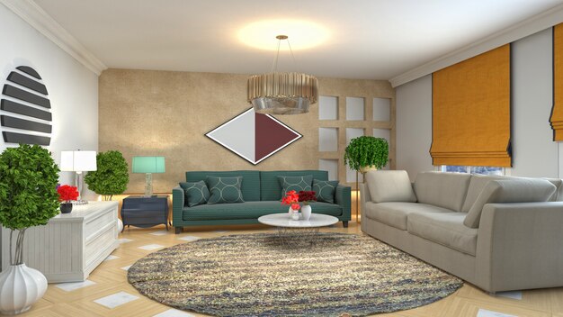 Illustration of the living room interior