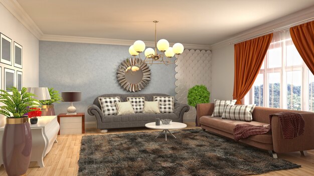 Illustration of the living room interior