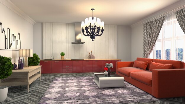 Illustration of the living room interior