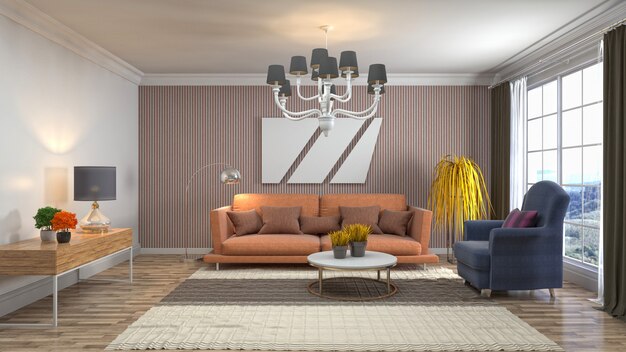 Illustration of the living room interior