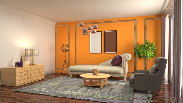 Illustration of the living room interior