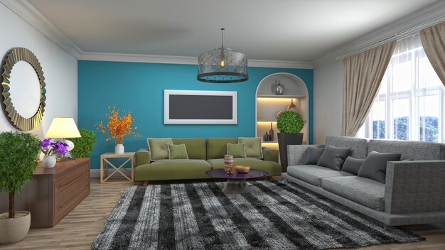 Illustration of the living room interior