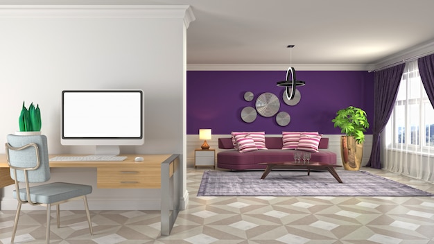 Illustration of the living room interior