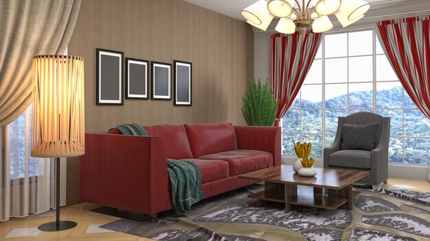 Illustration of the living room interior