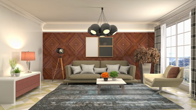 Illustration of the living room interior